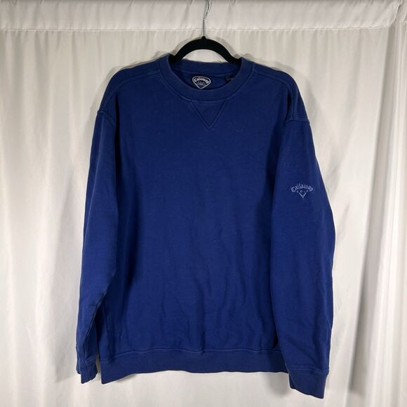 Callaway Golf Sweater Men's Large Blue Crew Neck Cotton Blend Pullover - Picture 1 of 7